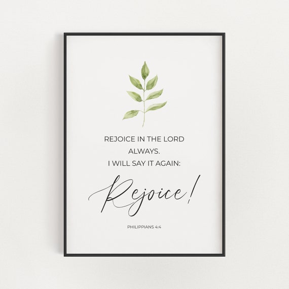 Rejoice in the LORD, Philippians 4:4 | Single, Christian Wall Art, A3 at XILEF Art